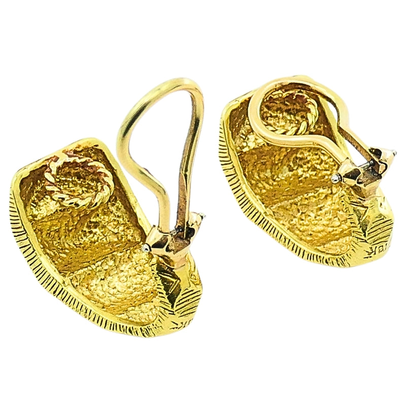 18k Gold Hoop Earrings Geometrical