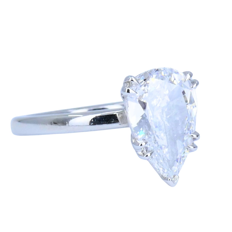 Pear Shaped Diamond Platinum Engagement Ring 1.71 carat GIA D VS2