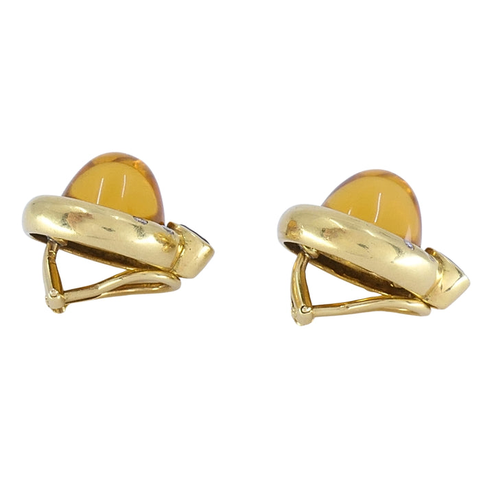 Renato Cipullo 18k Yellow Gold Citrine Diamond Accents Clip-On Earrings