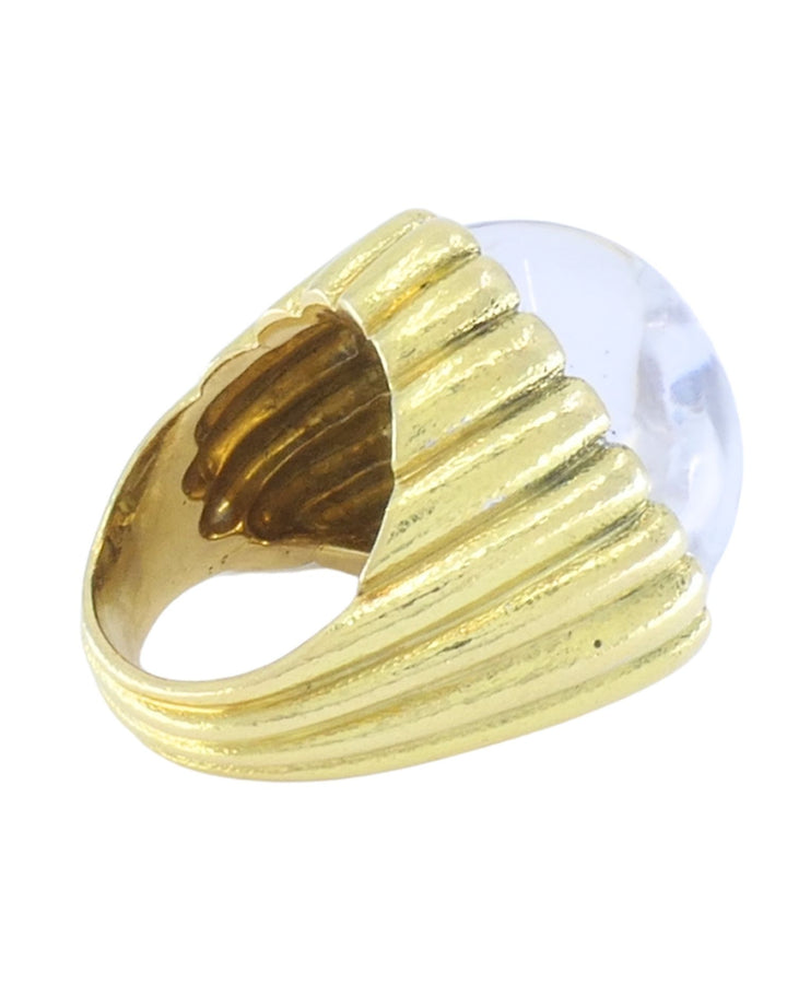 David Webb 18k Gold Rock Crystal Ring Size 6 Cocktail Ring