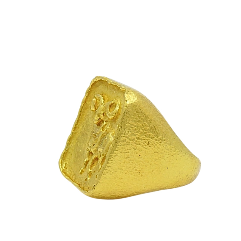 Boris Lebeau 22k Gold Signet Ring Aries Zodiac Sign