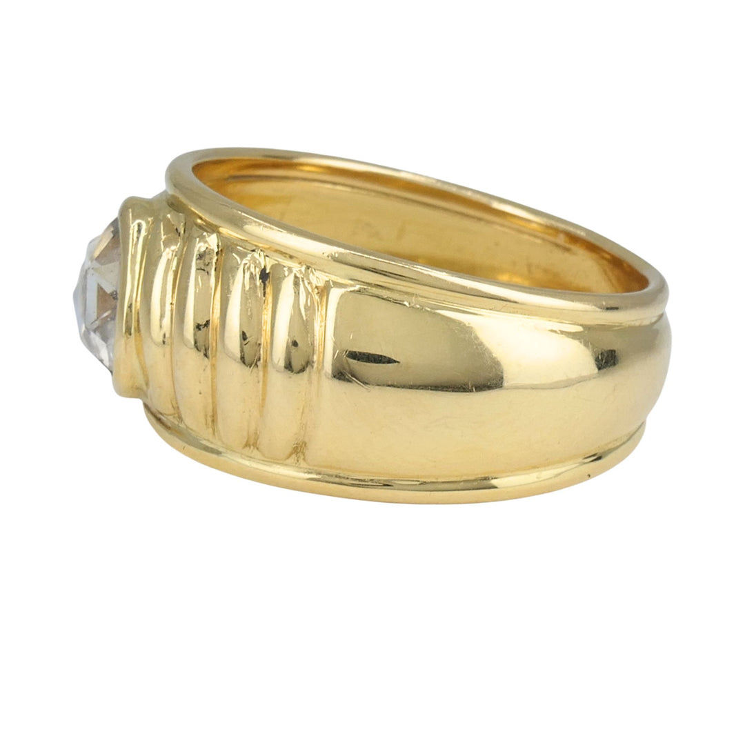 Vintage French 18k Yellow Gold Rose Cut Diamond Domed Band Ring