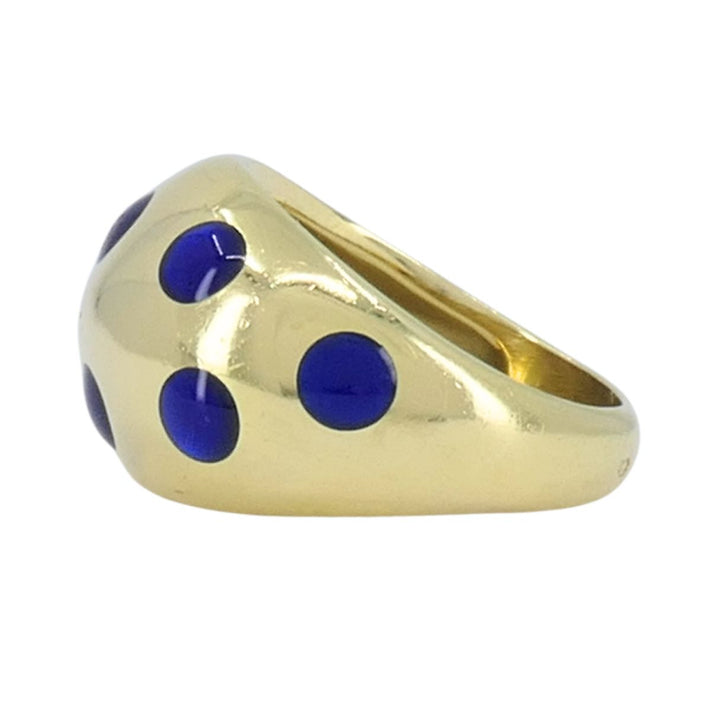 Vintage Van Cleef & Arpels 18k Gold Blue Enamel Ring