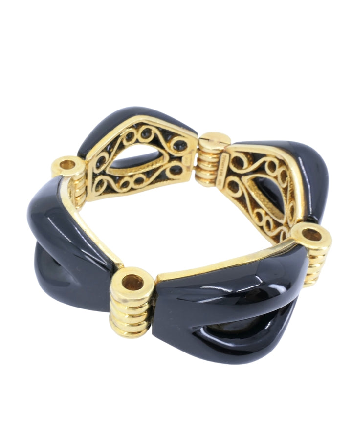 Tiffany & Co. Black Onyx Gold Bracelet 18k Cuff Bracelet