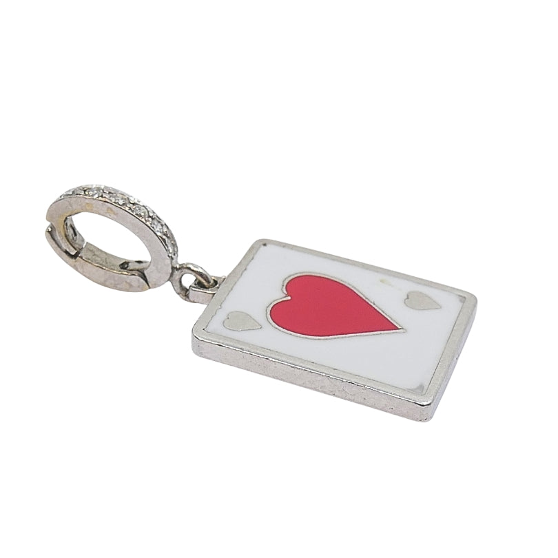 Vintage 12k Gold Playing Card Heart Charm Pavé Diamond Bail