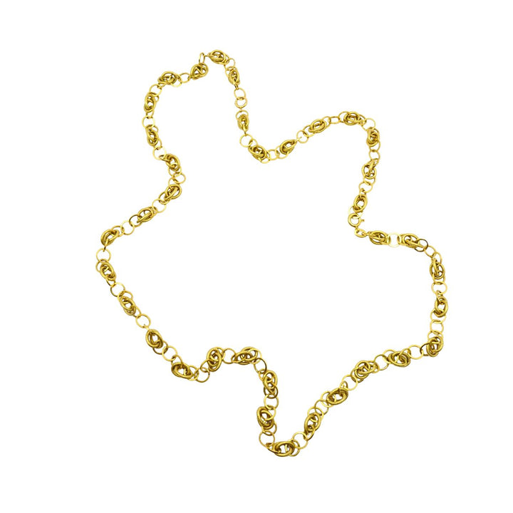 Vintage Italian 14k Textured Link Long Chain Necklace