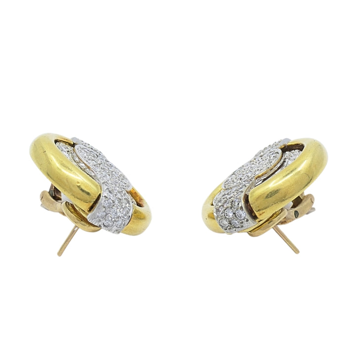 David Webb Diamond Earrings 18k Gold Circular Shape