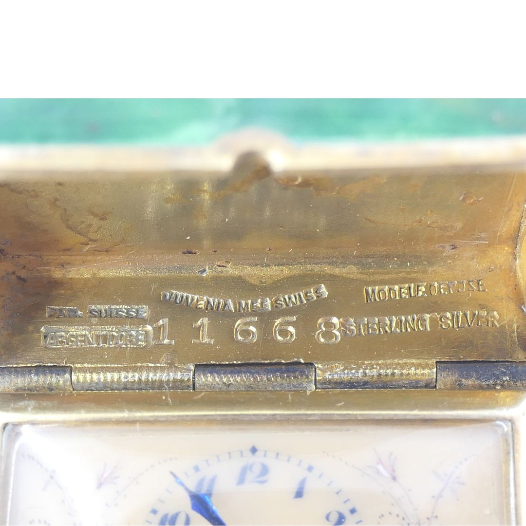 Juvenia Art Deco Swiss Galalith Sterling Silver Purse Watch