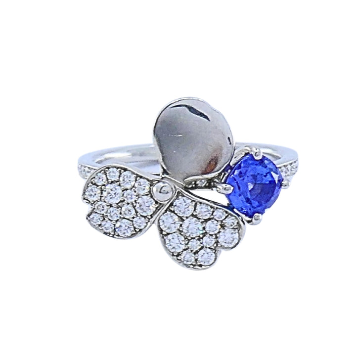 Tiffany & Co. Platinum Paper Flower Ring Tanzanite Diamonds