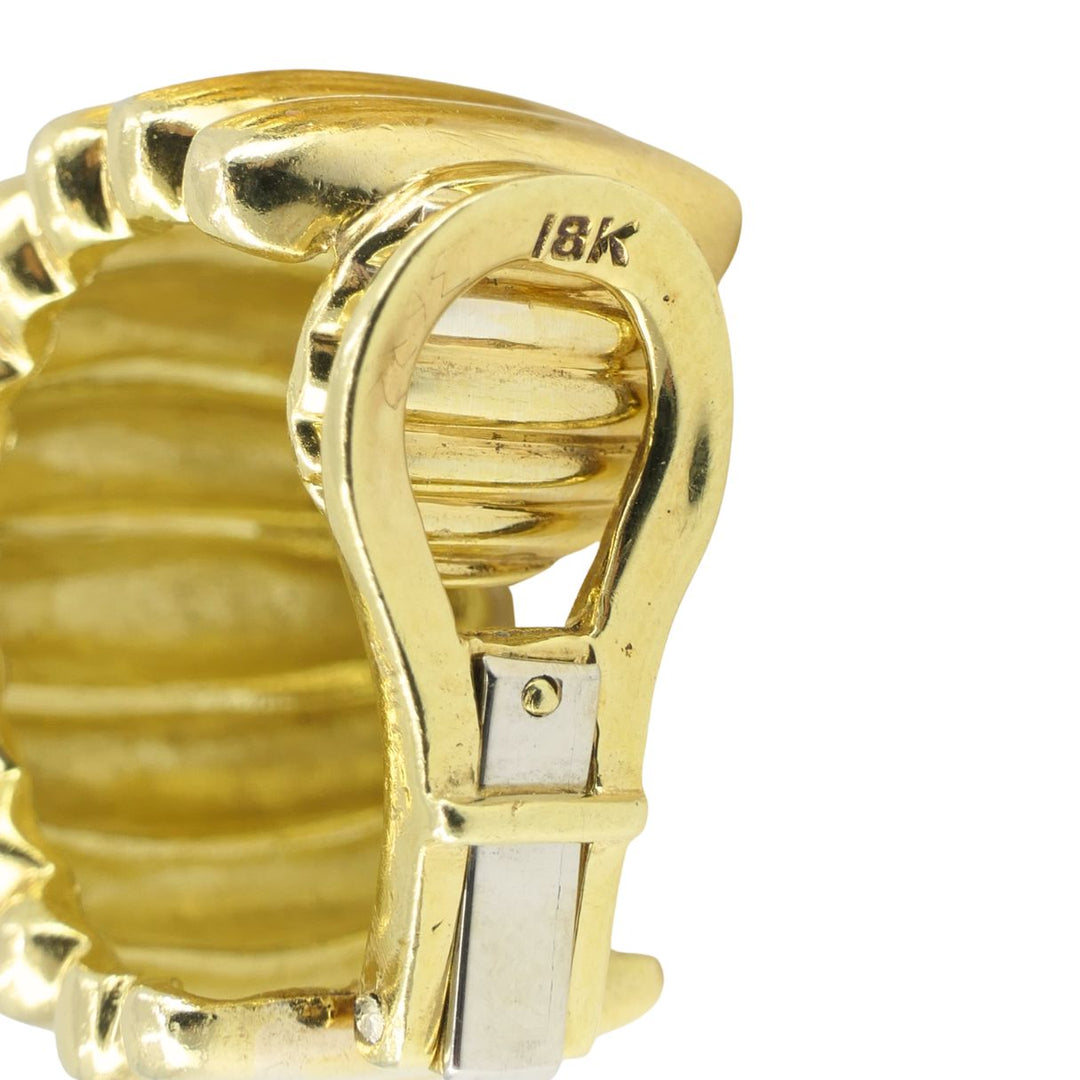 Vintage Tiffany & Co. 18k Yellow Gold Ribbed Huggie Earrings