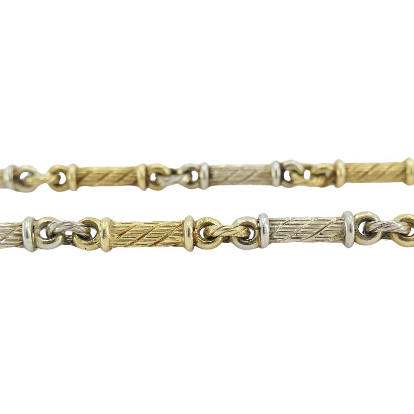 Vintage Gübelin 18k Two-tone Gold Barrel Link Chain Necklace