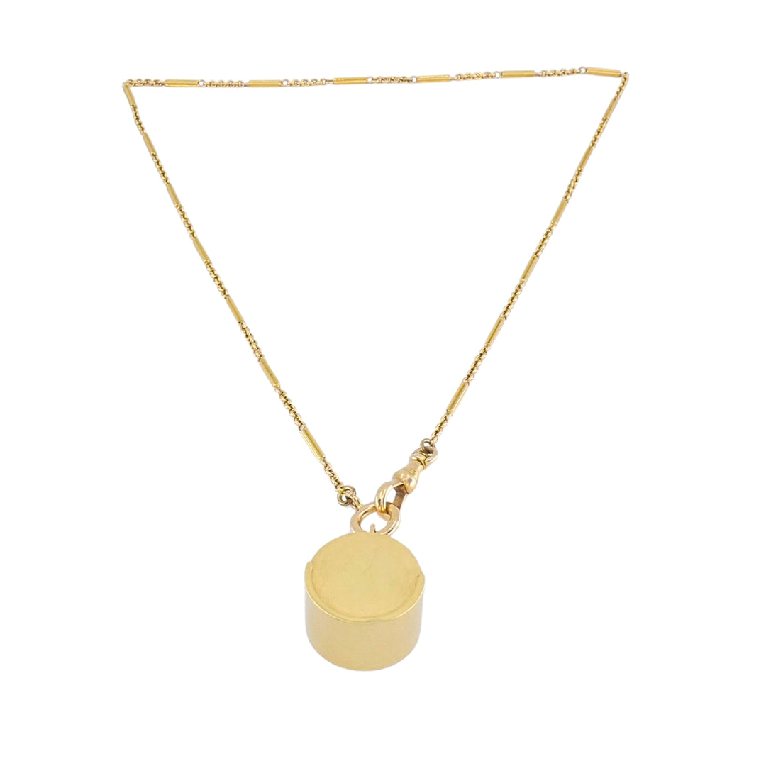 14k Gold Coin Holder Pendant 14k Bar Link Chain Necklace