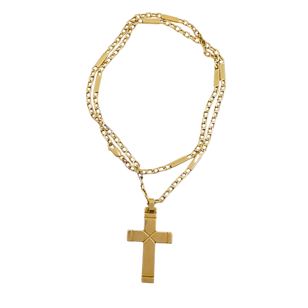 Vintage 14k Gold Cross Pendant Necklace