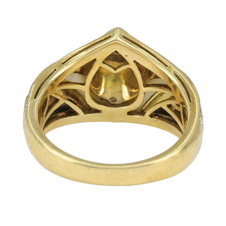 Vintage Bvlgari 18k Gold Diamond Mother of Pearl Ring