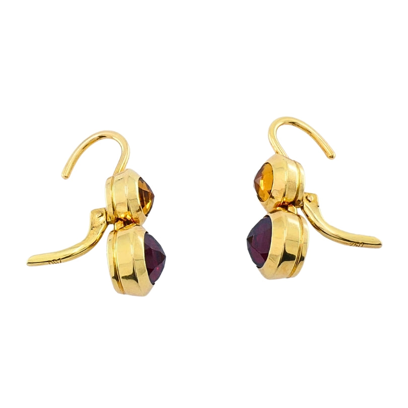 Tiffany & Co. 18k  Gold Garnet Citrine Drop Earrings