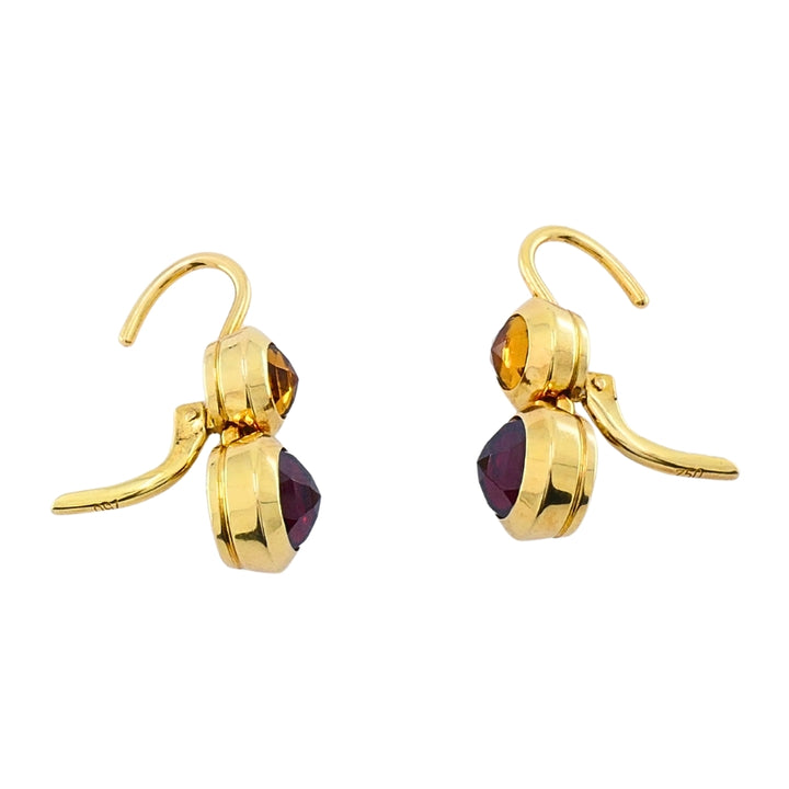 Tiffany & Co. 18k  Gold Garnet Citrine Drop Earrings