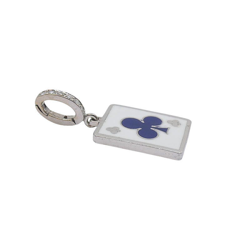 Vintage 12k Gold Playing Card Club Charm Pavé Diamond Bail