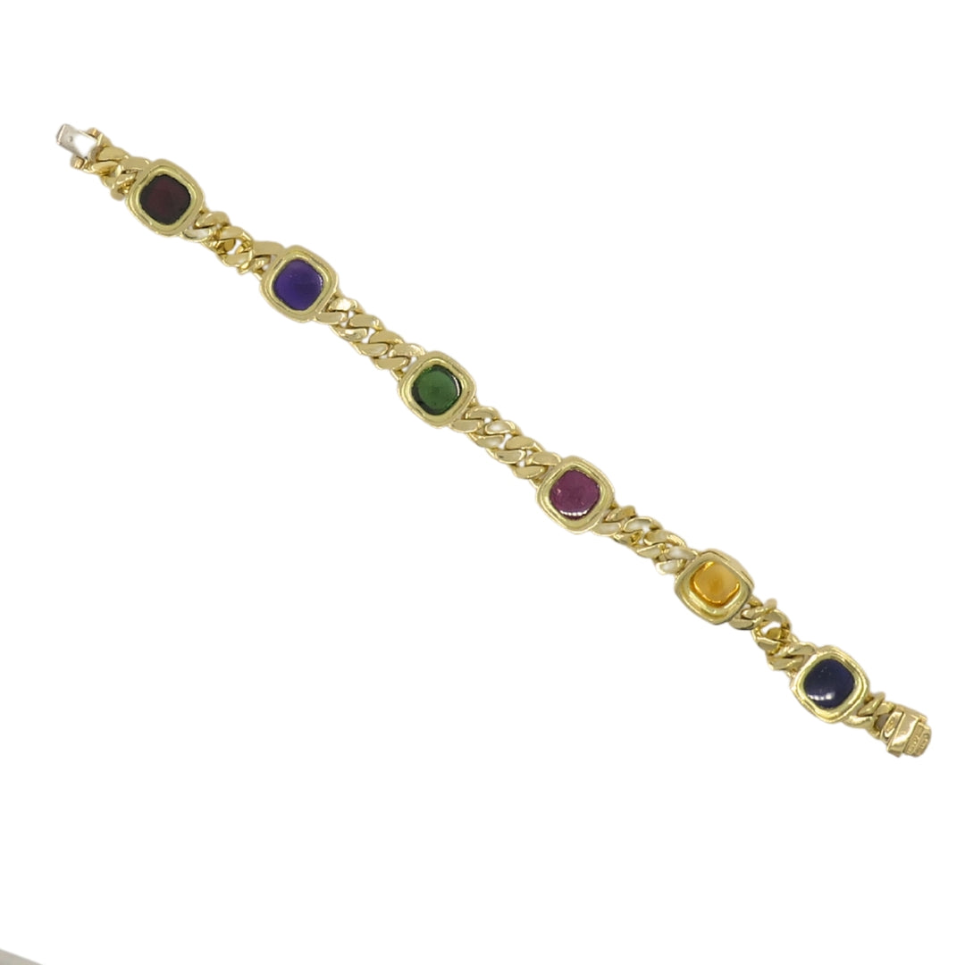 Vintage Bvlgari Bulgari Bracelet Gold Sugarloaf Gemstones