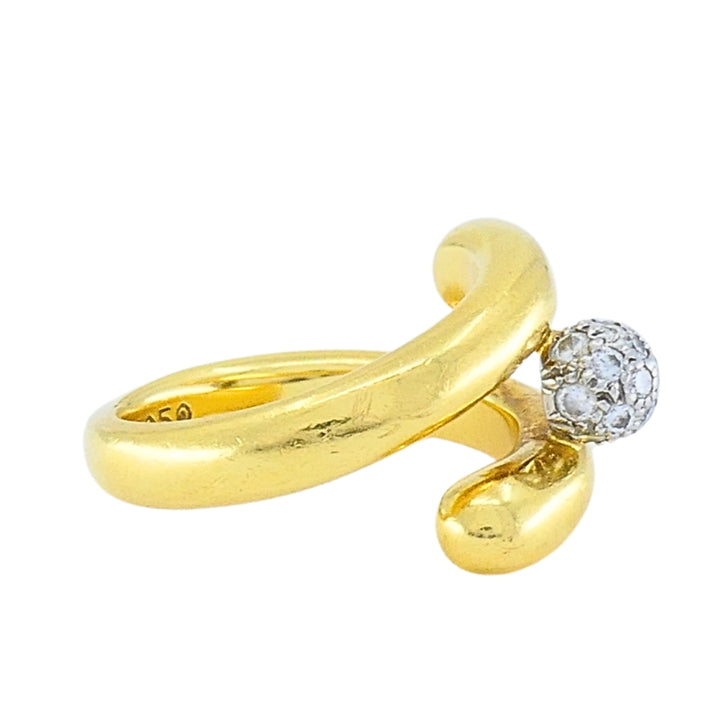 Tiffany & Co. 18k Gold & Platinum Pave Diamond Bypass Ring