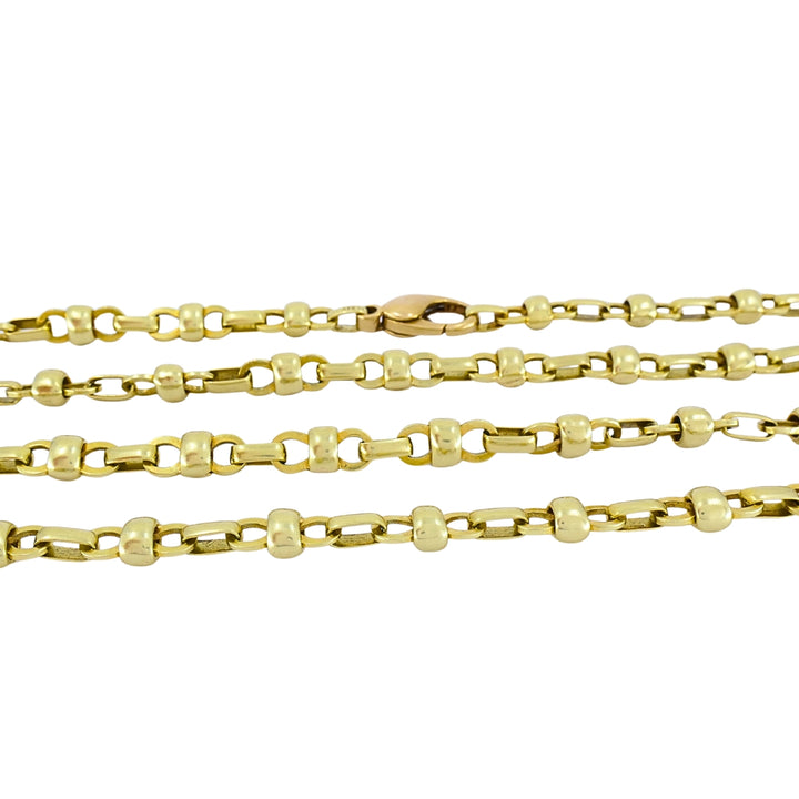 Vintage 14k Gold Alternating Link Chain Necklace, West Germany