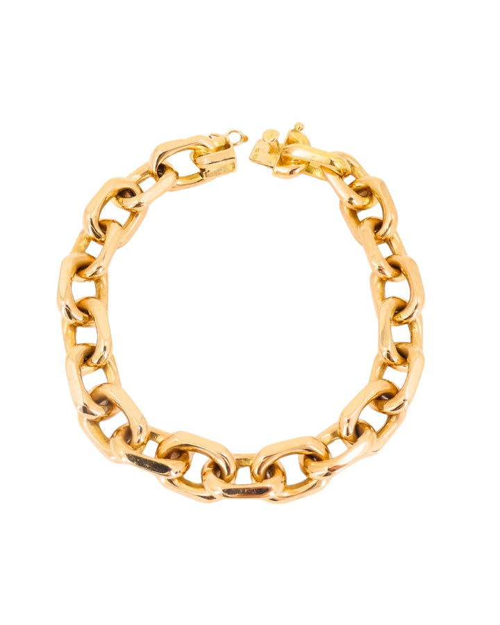 Vintage French 18k Rose Gold Chain Bracelet Rectangular Link