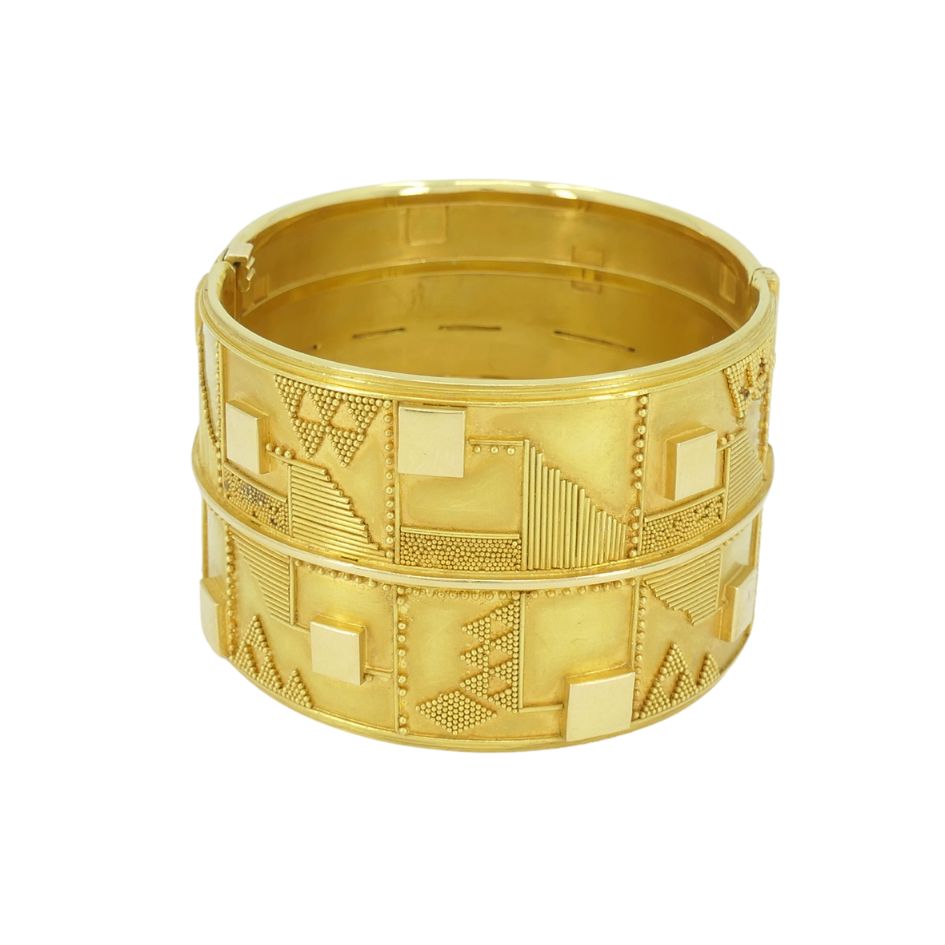 Vintage 18k Gold Geometric Cuff Bracelet