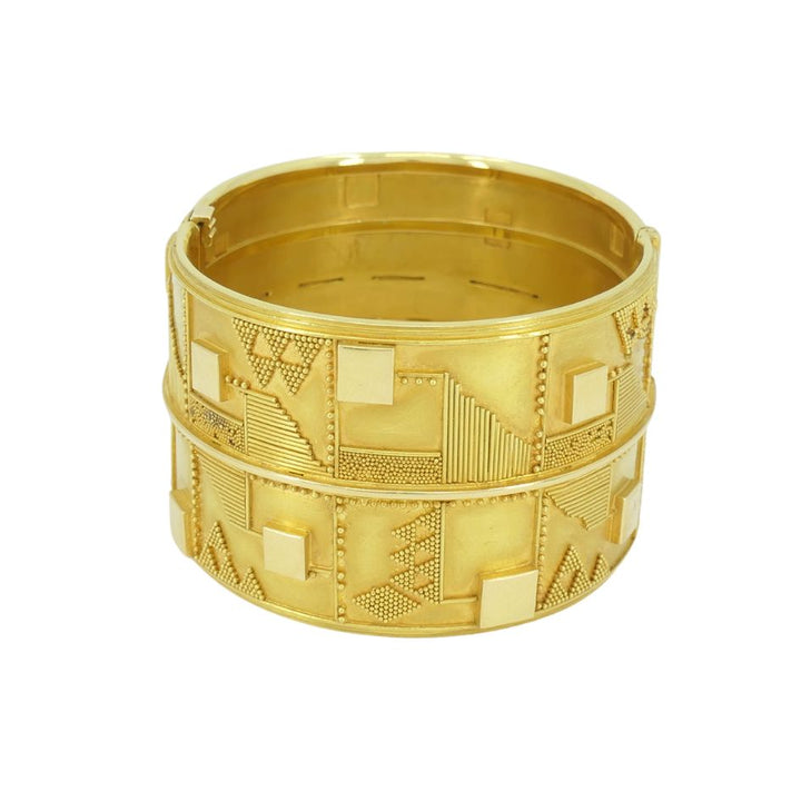 Vintage 18k Gold Geometric Cuff Bracelet