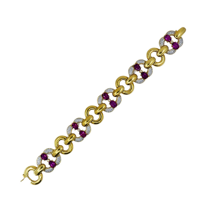 Vintage 18k Gold Tourmaline Diamond Bracelet