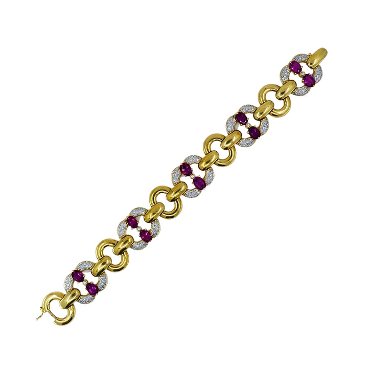 Vintage 18k Gold Tourmaline Diamond Bracelet