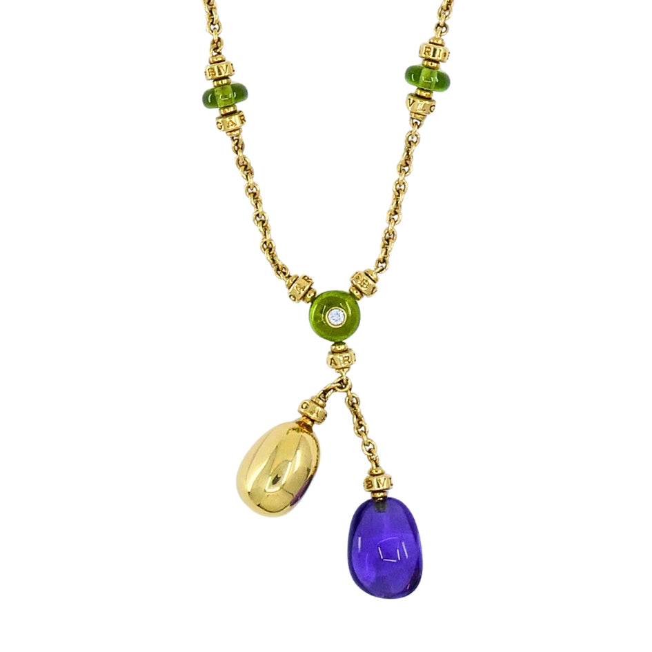 Bvlgari Bulgari 88 Club 18K Gold Amethyst Peridot Necklace