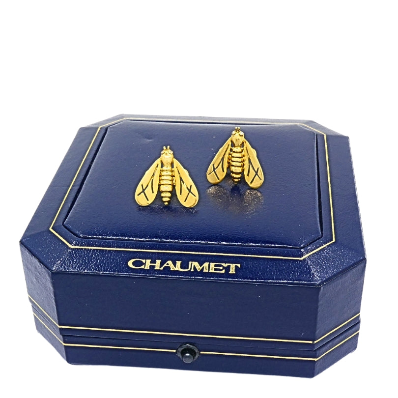 Chaumet 18k Gold Diamond Bee Earrings