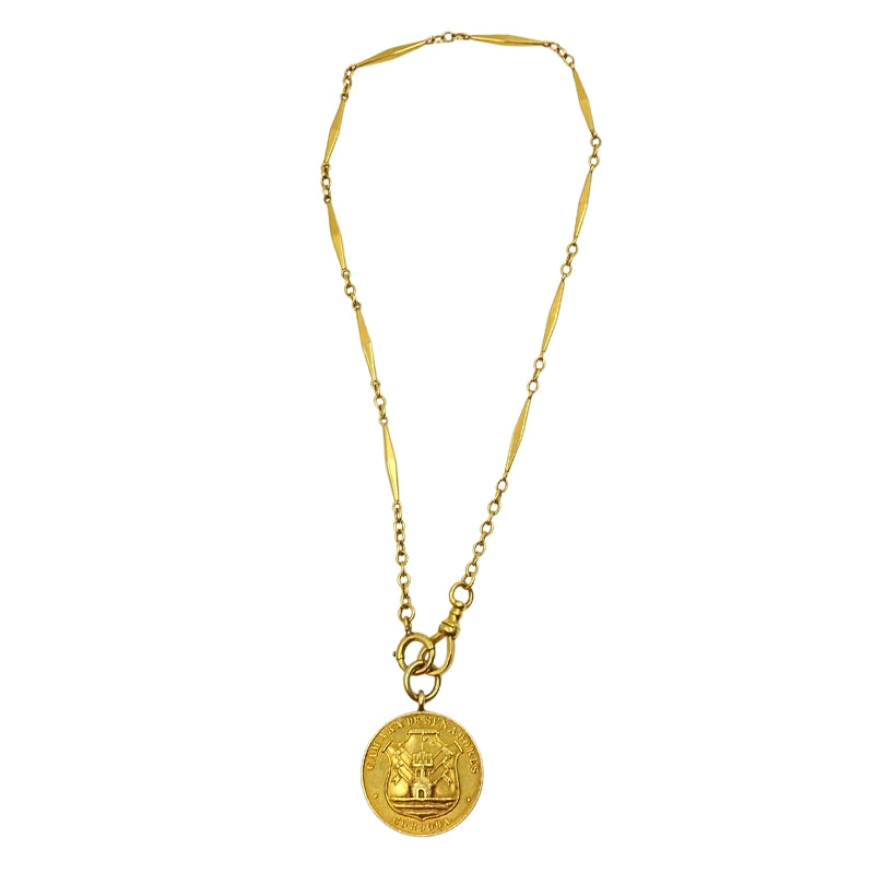 Vintage 10k Gold Chain 18k Coin Pendant Necklace