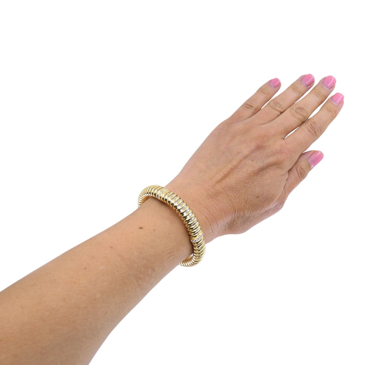 Vintage Cartier 18k Gold & Stainless Steel Tubogas Diamond Bracelet