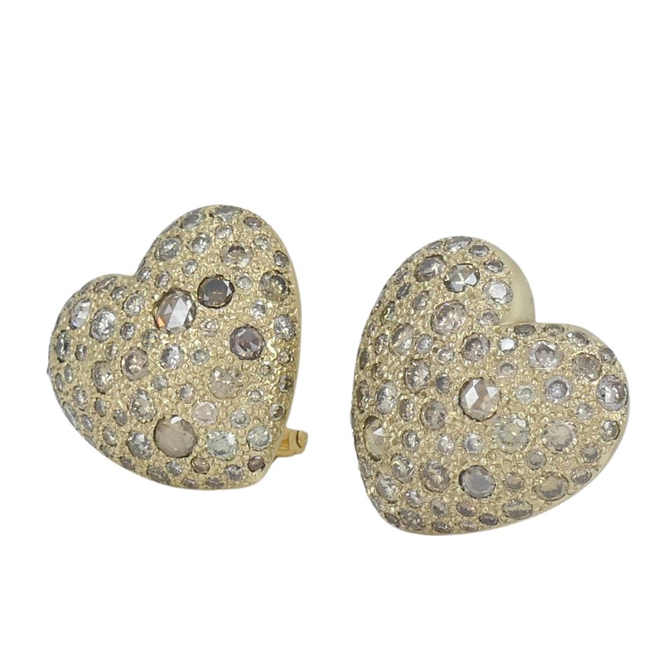 Pomellato Sabbia 18k Gold Diamond Heart Clip Earrings