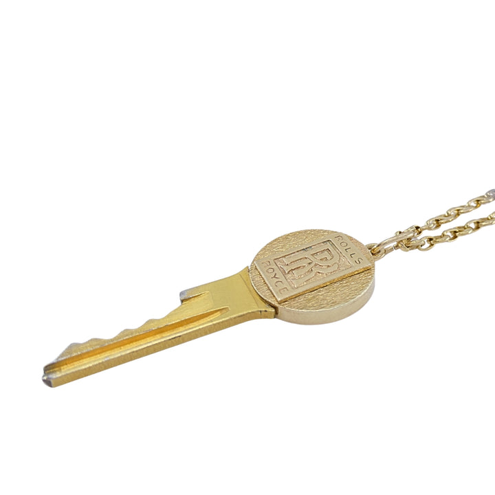 Vintage Cartier 14k Gold Rolls-Royce Key Pendant Necklace