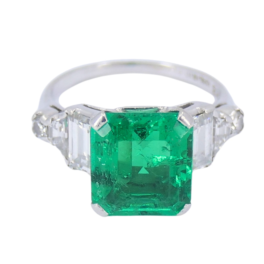 Colombian Emerald Engagement Ring GIA Platinum Diamond