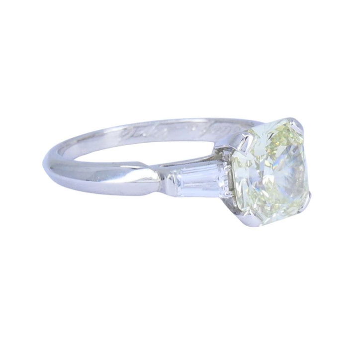 Van Cleef & Arpels Platinum Yellow Diamond 3 Stone Engagement Ring GIA