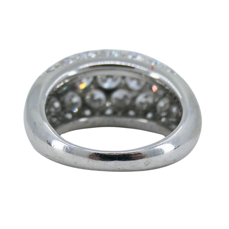 1960s Van Cleef & Arpels 18k White Gold Diamond Bombe Ring