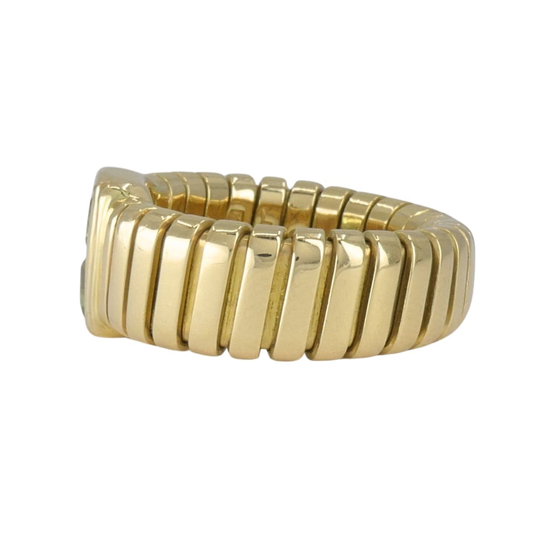 Vintage Bvlgari 18k Gold Tubogas Peridot Ring, circa 1990s