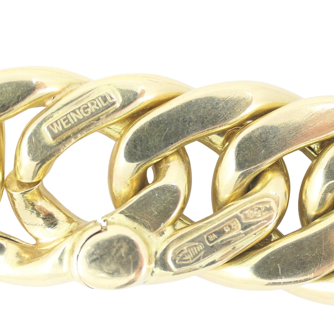 Vintage Carlo Weingrill Necklace 18k Gold Flat Curb Link Necklace