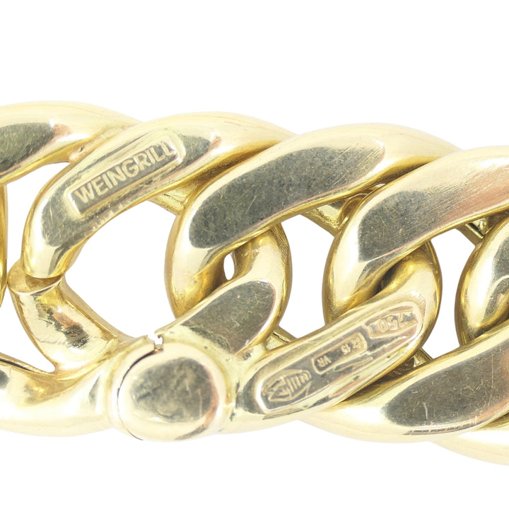 Vintage Carlo Weingrill Necklace 18k Gold Flat Curb Link Necklace