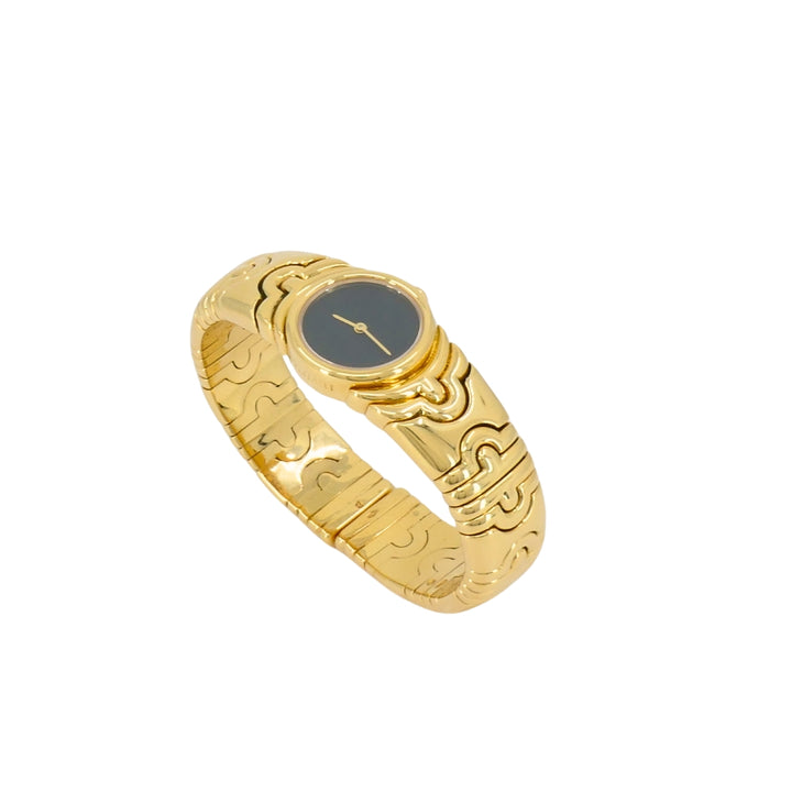 Bvlgari Bulgari Parentesi Watch BJ 01 18k Gold Black Dial Original Pouch