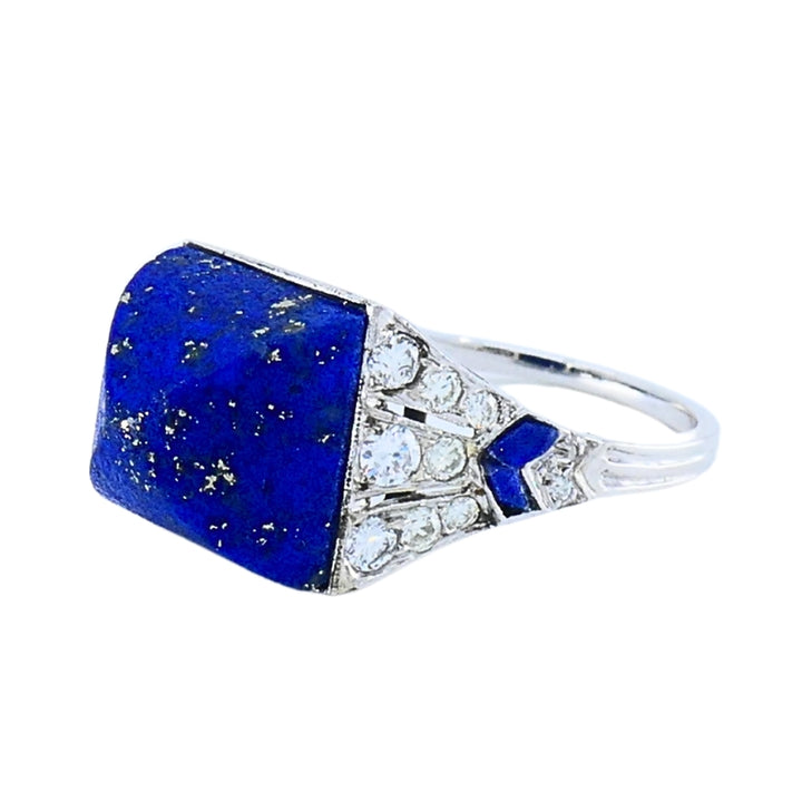 Cartier Art Deco Lapis Lazuli  Diamond Platinum Ring