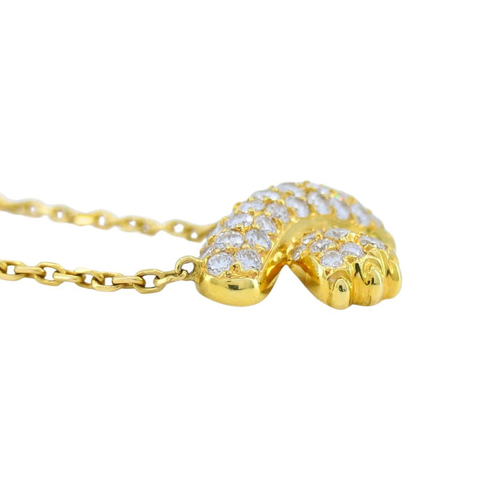 Vintage Fred Paris 18k Gold Diamond Ribbon Necklace
