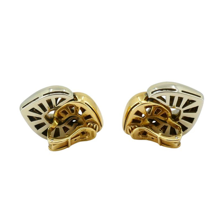 Bulgari Doppio Cuore Two-tone 18k Gold Clip Earrings