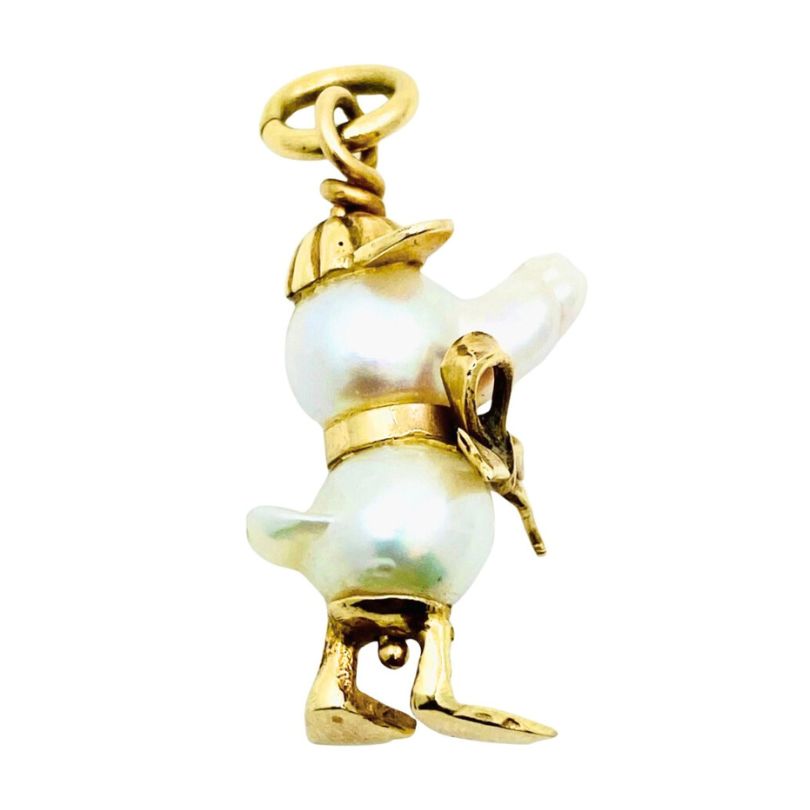 Pearl Charm Vintage 10k Gold Duckling