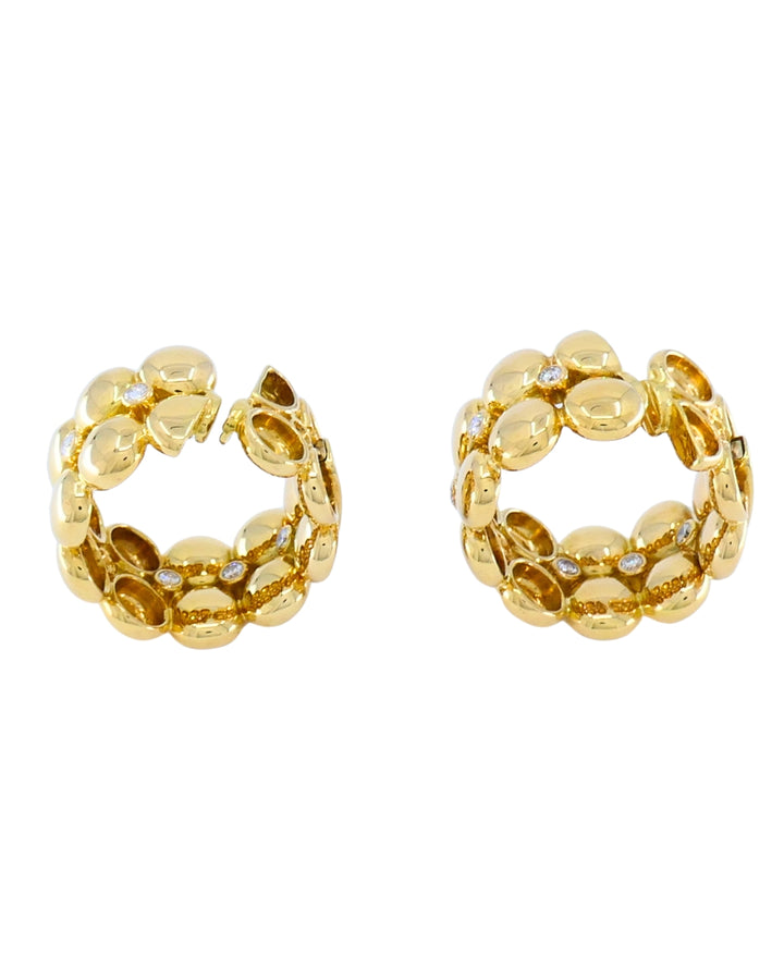 Cartier Honeymoon Clip-On Earrings 18k Gold Diamond Hoop Earrings
