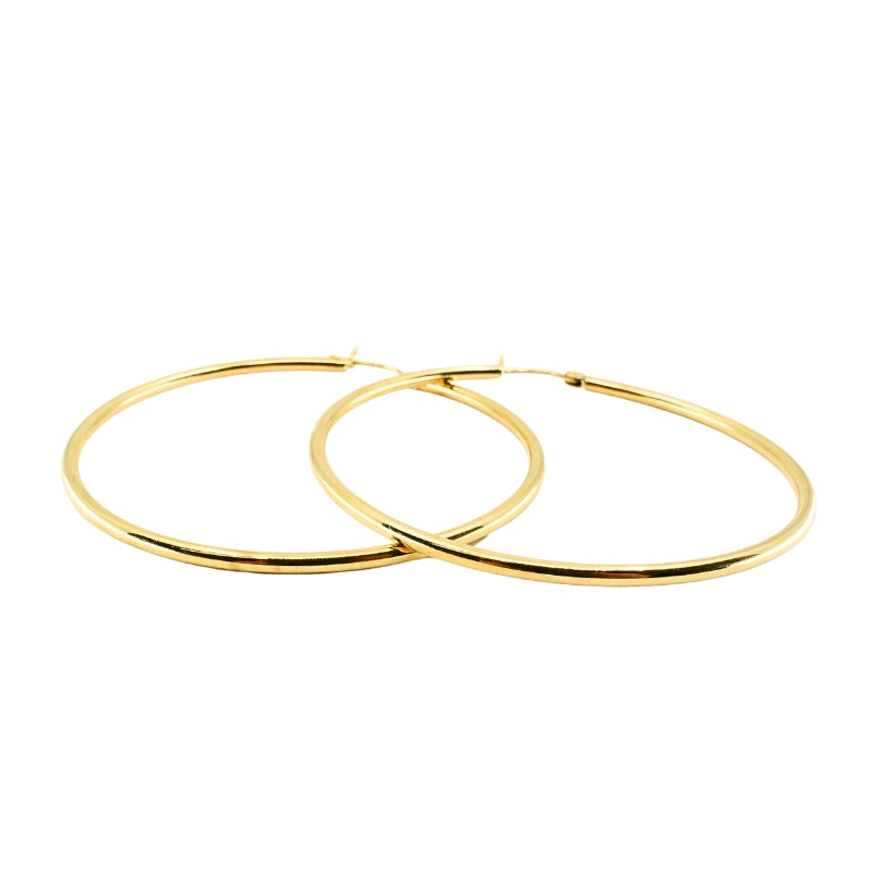 Hoop Earrings 14k Gold Wire Earrings Medium Size