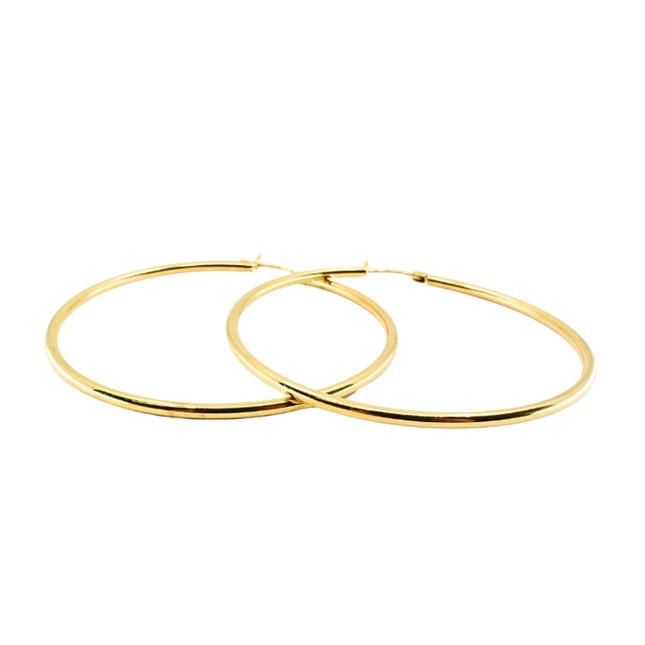 Hoop Earrings 14k Gold Wire Earrings Medium Size