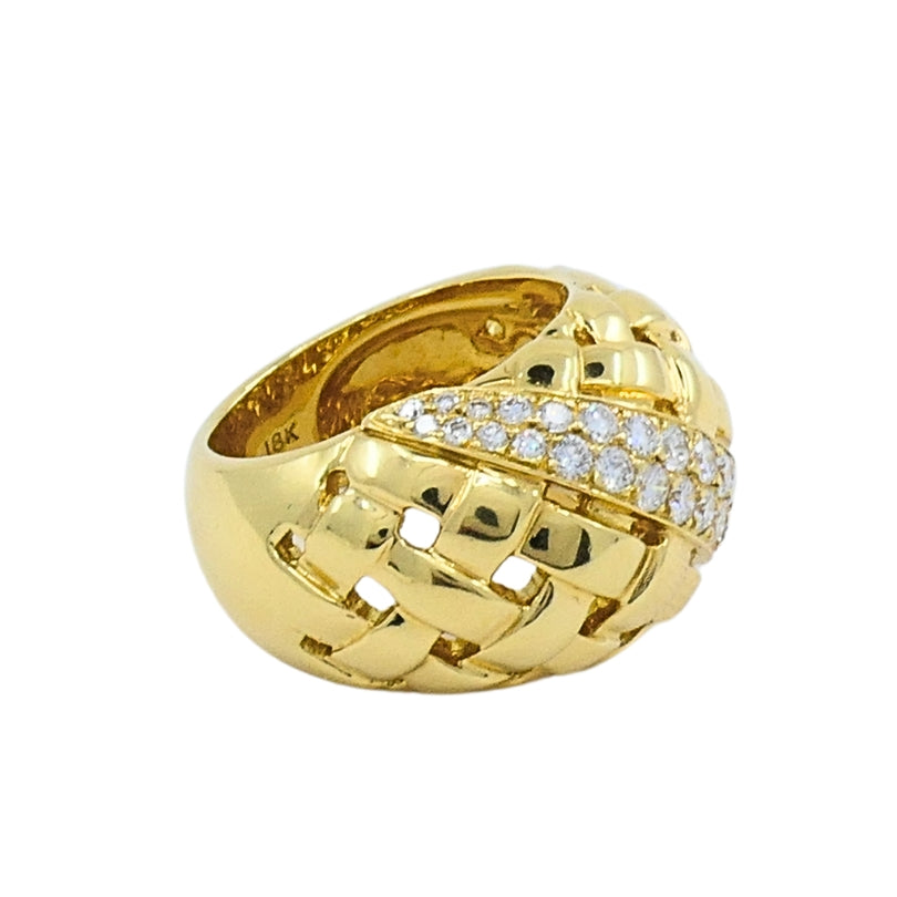 Tiffany and Co. 18K Gold  Diamond Dome Vannerie Ring